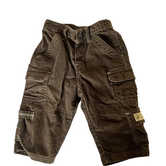 Healthtex Vtg Baby Boys Size 12 Months Brown Corduroy 100% Cotton Cargo Pants - Picture 1 of 5